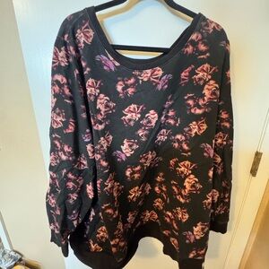 torrid Black Sweatshirt with Pink Rose Print